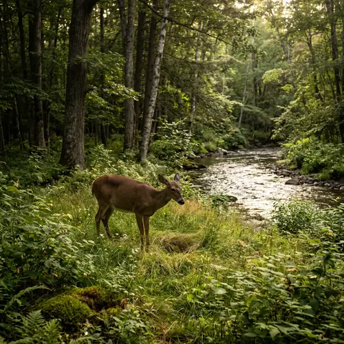 Serene Tranquility: Regal Deer on the Brink of Birth in Verdant Forest
