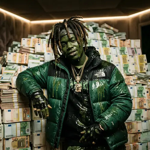 Green Rapper Character - Unique and Otherworldly Design