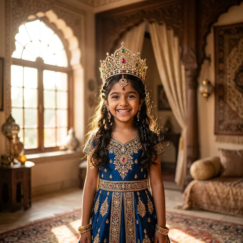 Elegant Girl Wearing Royal Crown