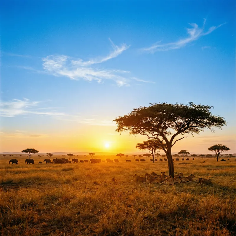 Breathtaking Savannah Landscape with Wildlife
