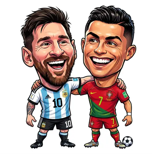 Cristiano Ronaldo & Messi Cartoon Caricatures