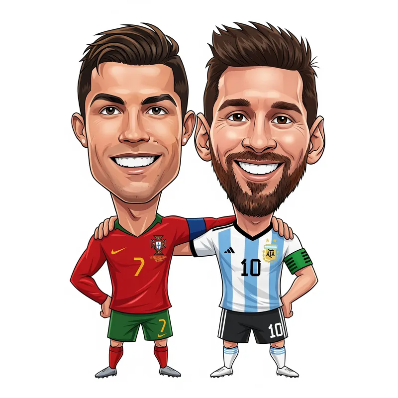 Cristiano Ronaldo & Messi Cartoon Caricatures Cristiano Ronaldo & Messi Cartoon Caricatures