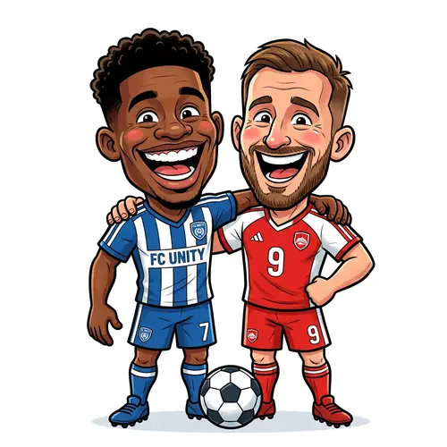 Fun Footballer Caricatures - Playful Cartoon Art