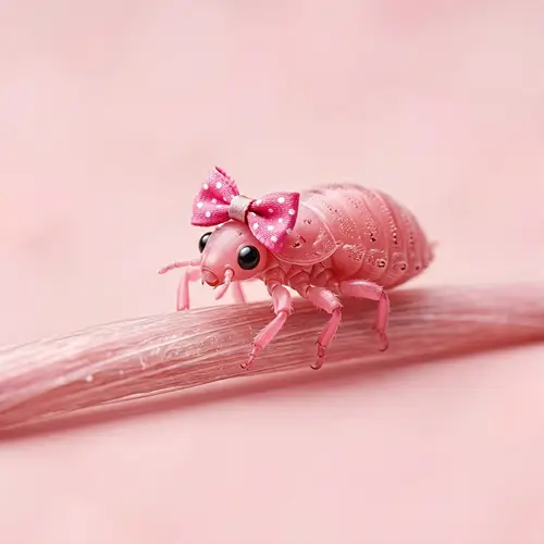 Charming Pink Head Louse with Bow - Minimalistic Art