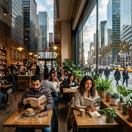 Cozy Coffee Shop in Bustling City Center