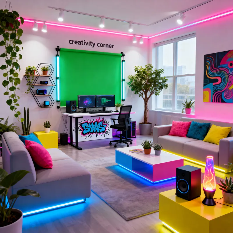 Vibrant Tech Room for Creative Content