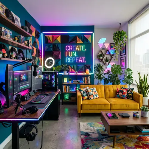 Vibrant Tech Room for Creative Content
