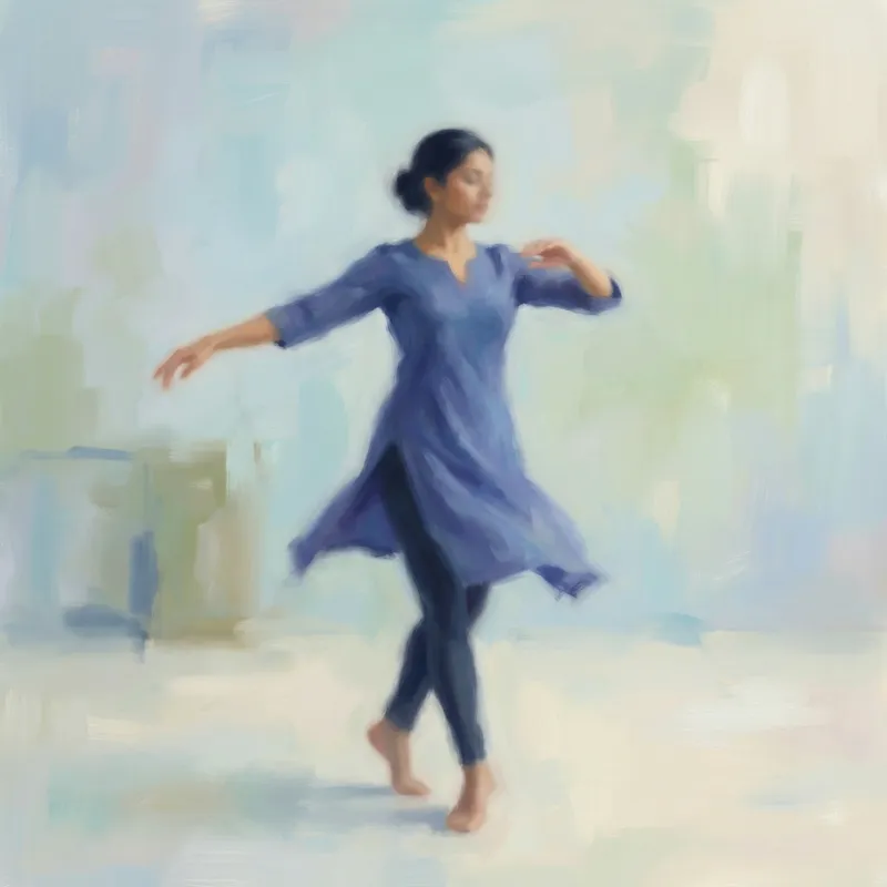 Minimalist Impressionism: Graceful South Asian Ballet Dancer