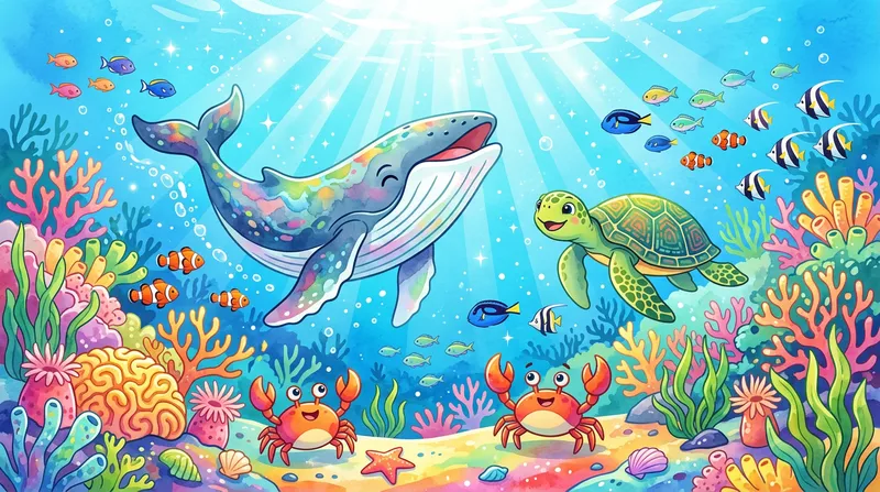 Colorful Underwater Ocean Scene Illustration