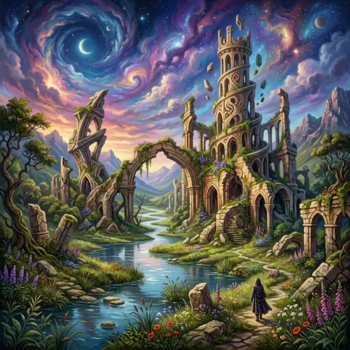 Surreal Ancient Ruins Landscape | Abstract Art