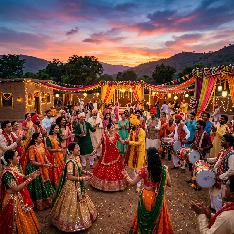 Vibrant Indian Wedding Celebration in the Countryside