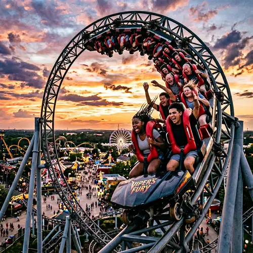 Emotional Roller Coaster Ride at Sunset | Theme Park Thrills