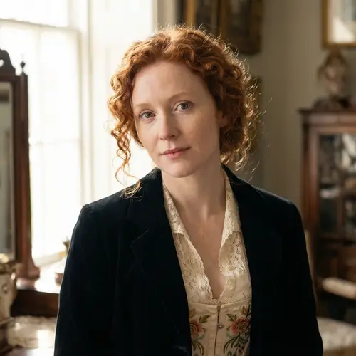 Realistic Portrait of a Caucasian Woman with Vibrant Red Hair