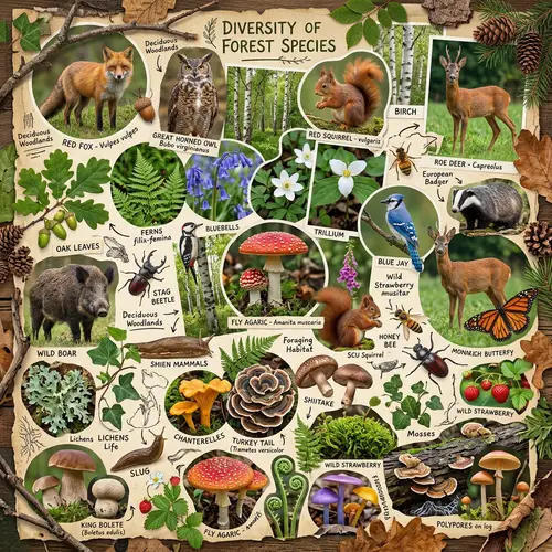 Diverse Forest Species: A Visual Collage