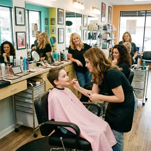 Boy's Makeup Transformation in Salon