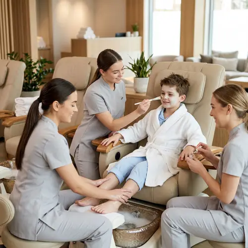 Boy's Spa Day: Pampered by Young Beauties