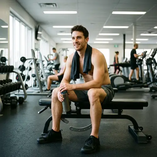Relaxed Shirtless Gym Photo