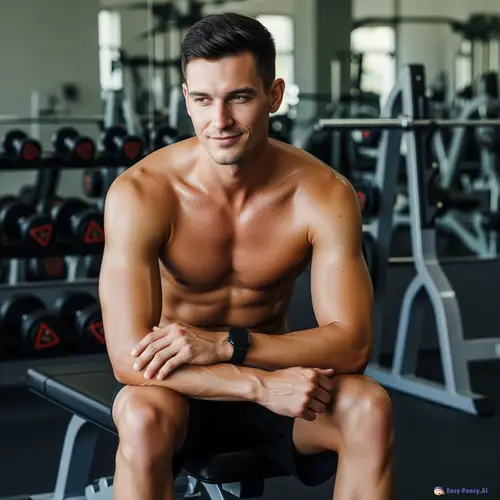 Relaxed Shirtless Gym Photo