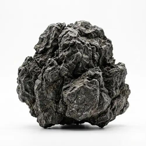 Realistic 3D Rock on White Background - Textured Grey Stone