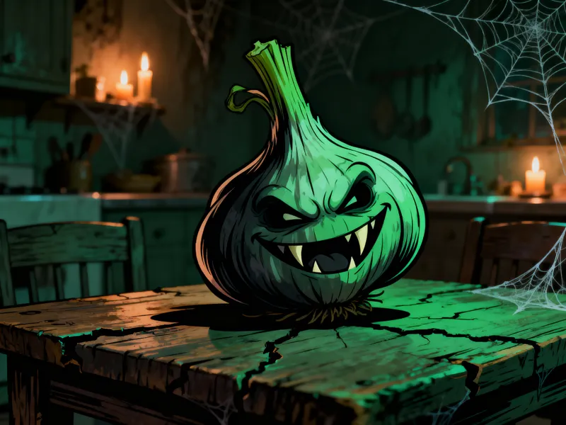 Creepy Cartoon Style Garlic Art
