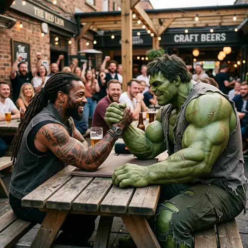Lil Wayne vs Hulk: Arm Wrestle Strength and Unity