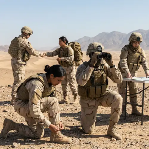 Diverse Soldiers Unite in Desert Scene