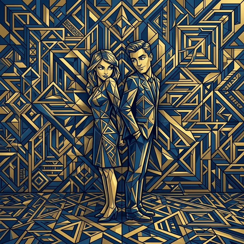 Intriguing Duo Geometric Arrangement with Sneaky Gaze