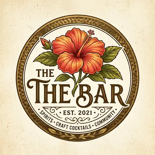 The Bar Logo Design with Hibiscus Flower | Warm & Welcoming