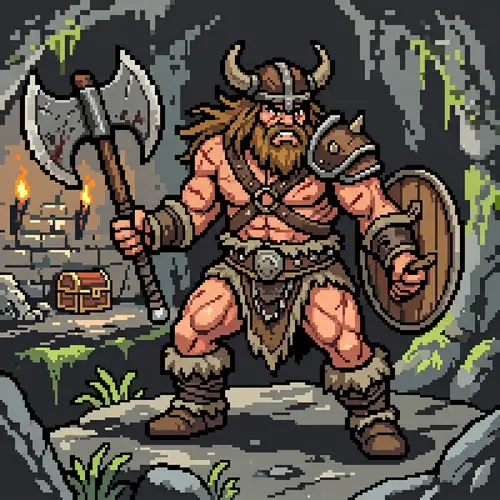 Retro Barbarian Warrior Pixel Art | RPG Character Design
