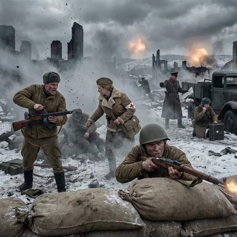 Realistic WWII Eastern Front Battle Scene