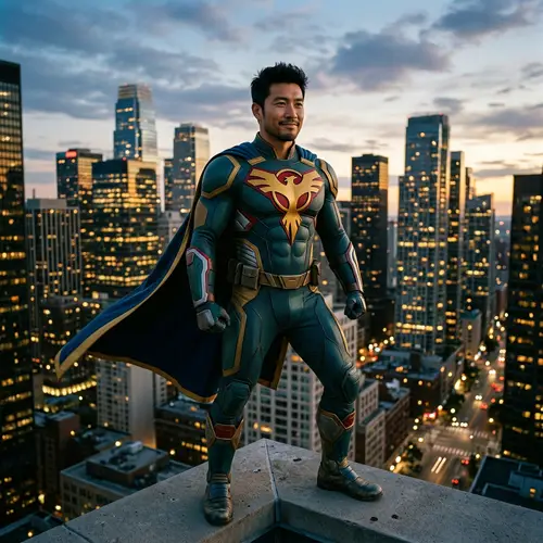 Asian Male Superhero | Colourful Costume & Confident Expression