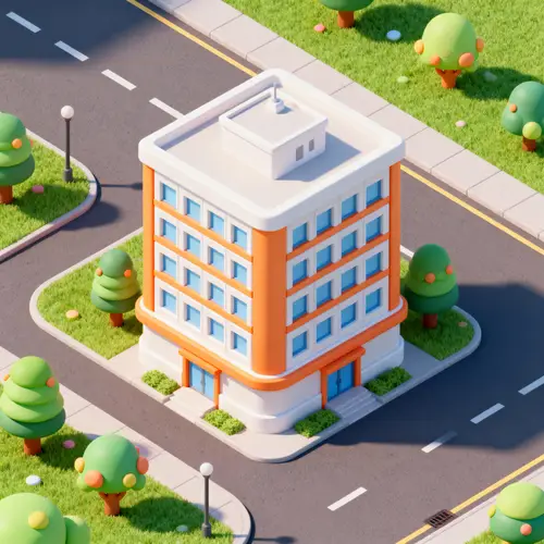 Original Isometric Cartoon Building Design