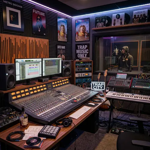 Trap Music Recording Studio Equipment | High-Quality 8k Photo