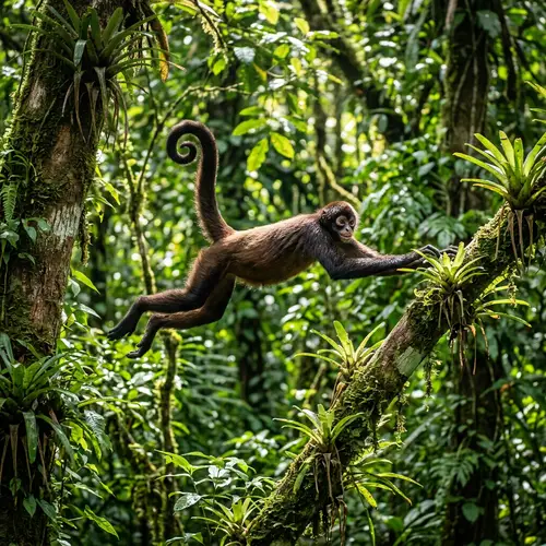 Vivid Monkey in Rainforest: Agile and Curious Creature