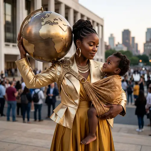 Resilient Black Woman Symbolizing Strength and Motherhood