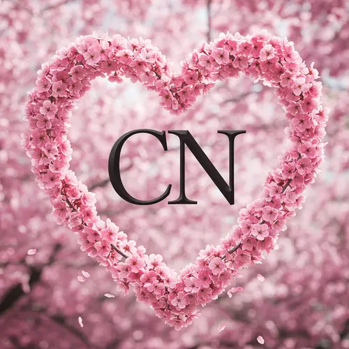 CN Letters with Cherry Blossoms Art