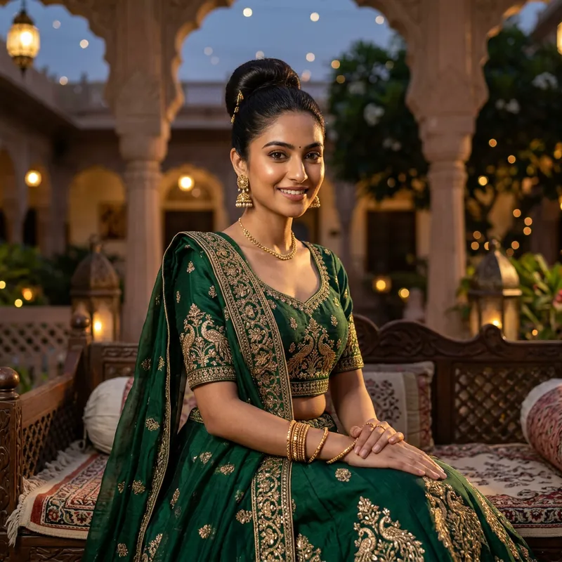 Captivating South Asian Woman in Green Dress - Beautiful Girl