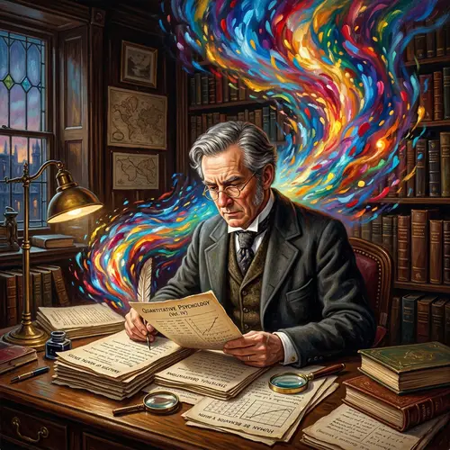 Vintage Psychologist Researching Statistics and Psychology