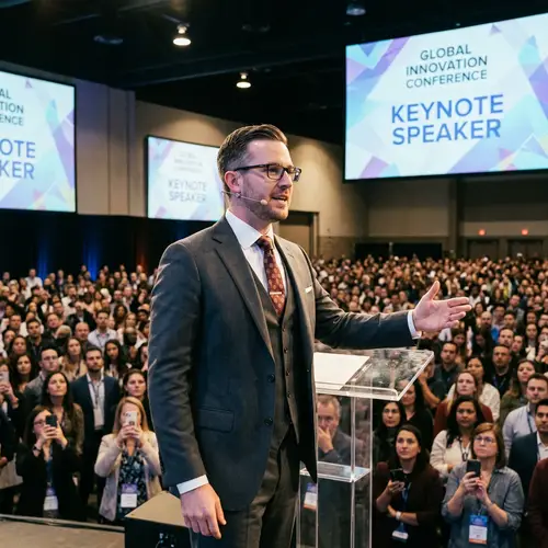 Inspiring Keynote Speaker Addressing a Large Crowd