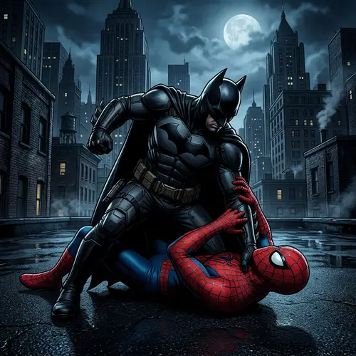 Batman Defeats Spiderman in Urban Showdown