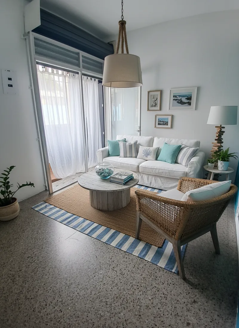 Coastal Living Room Interior Photography
