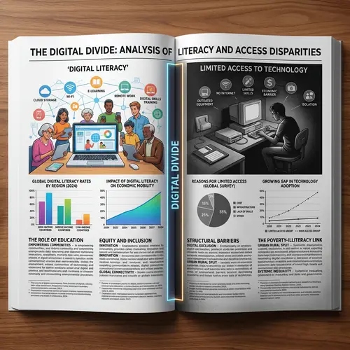 Digital Literacy vs. Limited Access to Technology: An Insightful Visual Composition