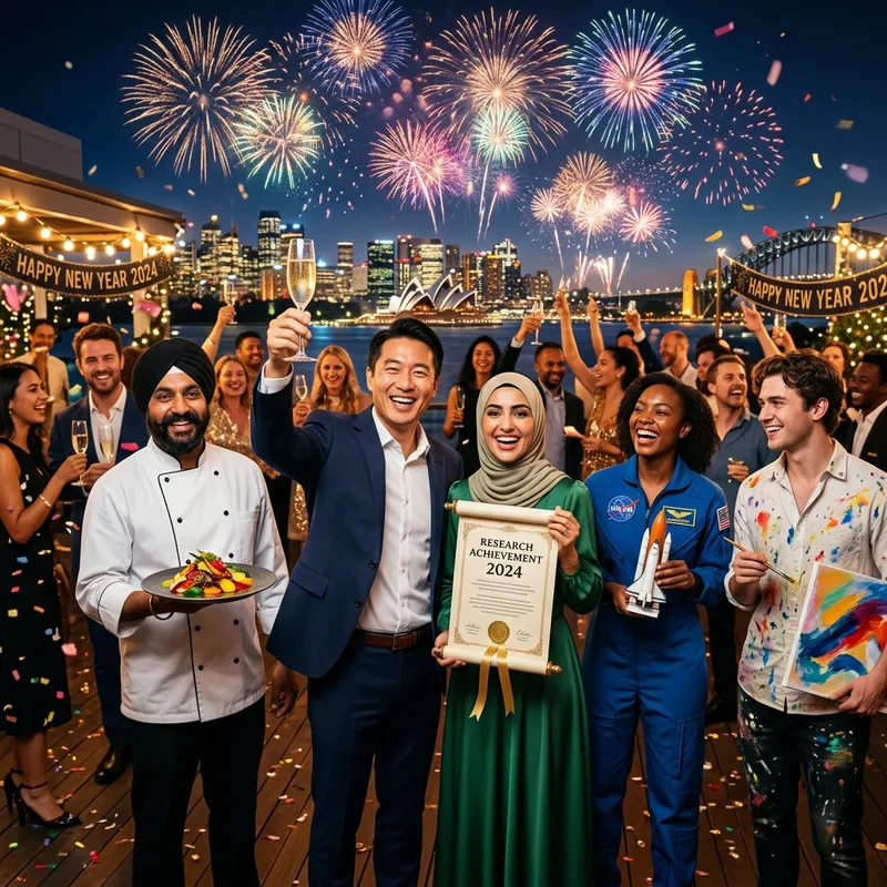 Inspiring New Year Success Image | Diverse Professionals Celebrating