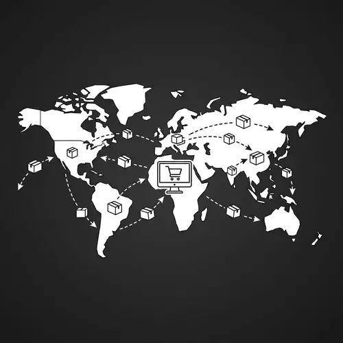 Global E-Commerce Visualization: Modern Minimalism in Black and White