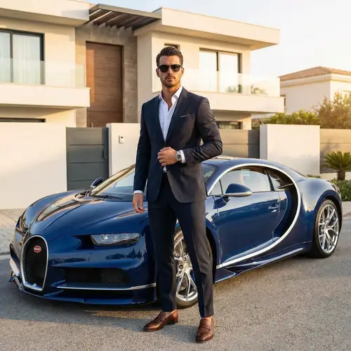 Stylish Model with Bugatti Sports Car