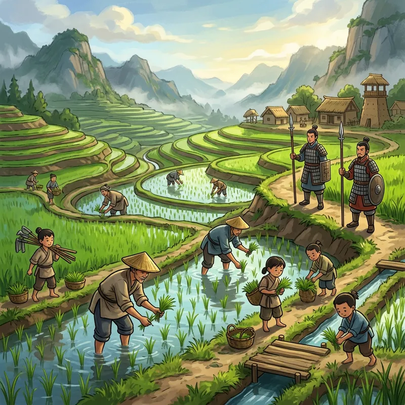 Ancient Chinese Rice Fields: Digital Artwork