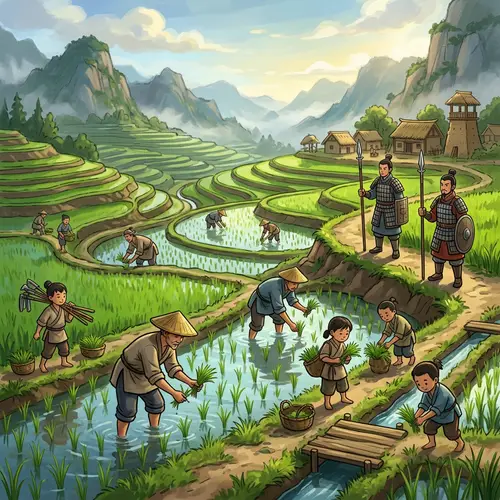 Ancient Chinese Rice Fields: Digital Artwork