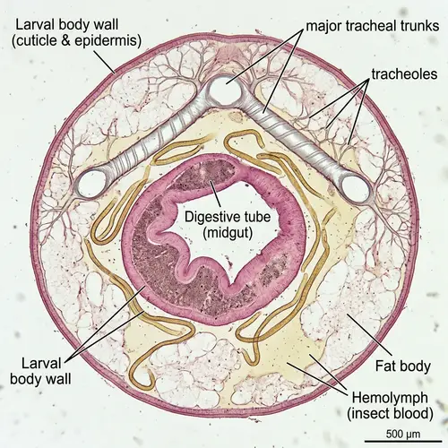 Larvae Anatomy Study: Digestive Tube, Malpighian Tubules, Respiratory System