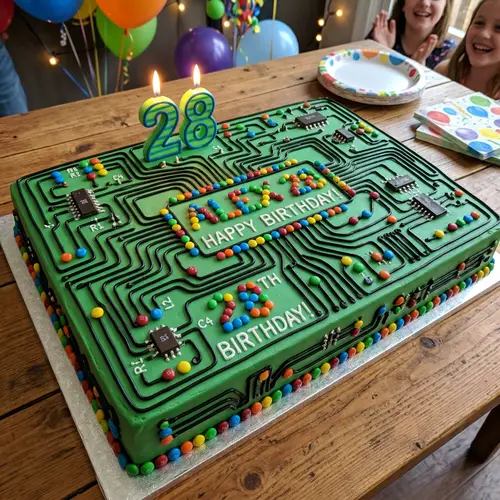 Circuit Board Birthday Cake