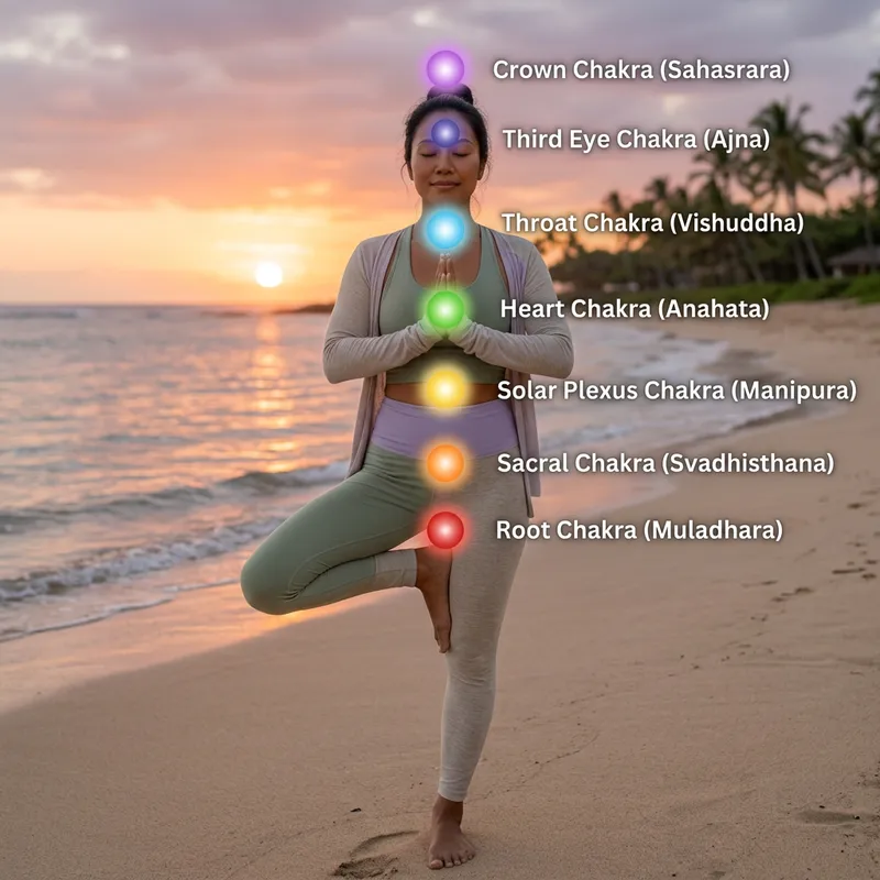 Woman's Body Energy Centers Illustration